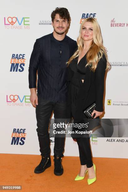 Gleb Savchenko and Elena Samodanova attend the 25th Annual Race To Erase MS Gala at The Beverly Hilton Hotel on April 20, 2018 in Beverly Hills,...