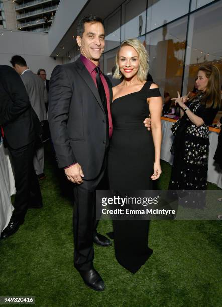 Johnathon Schaech and Julie Solomon attend the 25th Annual Race To Erase MS Gala at The Beverly Hilton Hotel on April 20, 2018 in Beverly Hills,...