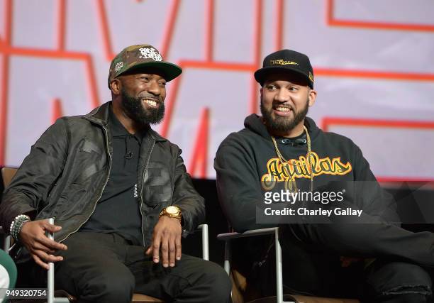 Desus Nice and The Kid Mero participate in a q&a at the FYC Event for VICELAND's DESUS & MERO at Saban Media Center on April 20, 2018 in North...