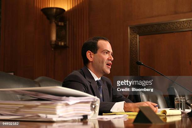 Neil Barofsky, nominee for special inspector general for the U.S. Treasury's Troubled Asset Relief Program, speaks at a hearing of the Senate Finance...