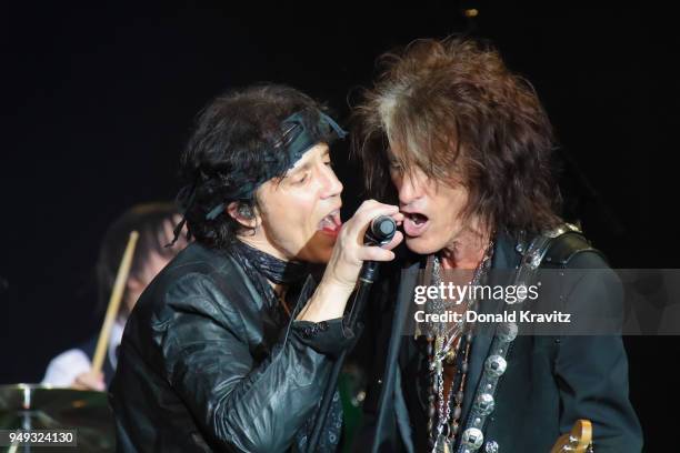 Gary Cherone and Joe Perry performs in concert at Music Box at the Borgata on April 20, 2018 in Atlantic City, New Jersey.