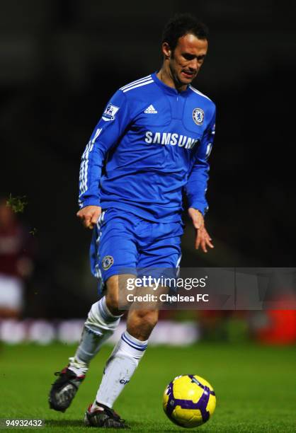 Ricardo Carvalho of Chelsea controls the ball during the Barclays Premier League match between West Ham United and Chelsea at the Boleyn Ground on...