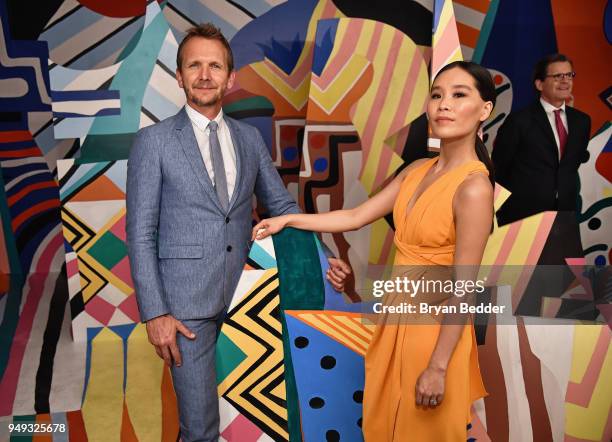 Actor Sebastian Roche and Alicia Hannah attend the National Geographic "Genius: Picasso" Tribeca Film Festival after party at The Genius Studio, 100...