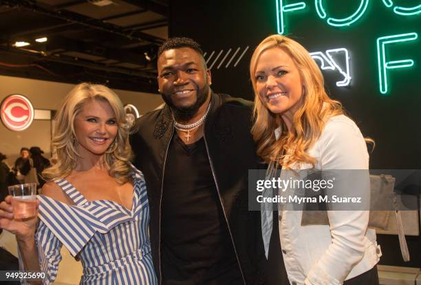 Christie Brinkley, David Ortiz and Heidi Watney attend the first annual Major League Baseball FoodFest on April 20, 2018 in New York City.