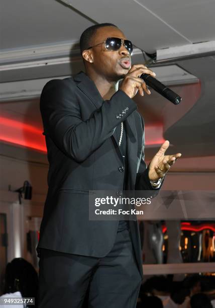 Singer Guy Ange attends Auction Gala At Chalet du Lac Saint Mande d on April 20, 2018 in Paris, France.