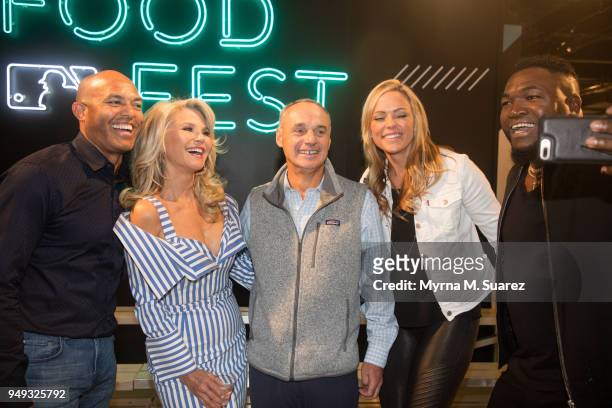 Mariano Rivera, Christie Brinkley, MLB commissioner Rob Manfred, Heidi Watney and David Ortiz take a selfie the first annual Major League Baseball...