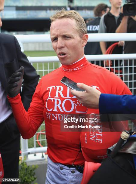 Kerrin McEvoy returns to scale after winning race 5 with Moss Trip during the All Aged Stakes Day as part of Sydney Racing at Royal Randwick...