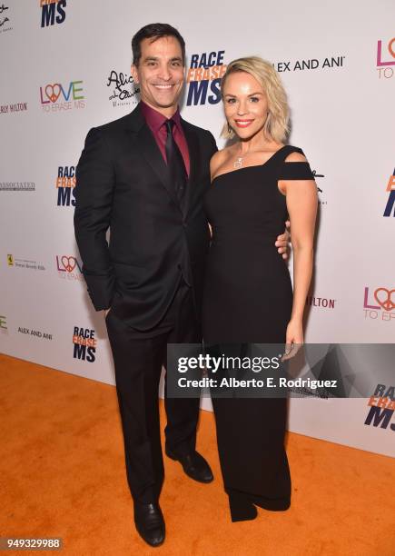 Johnathon Schaech and Julie Solomon attend the 25th Annual Race To Erase MS Gala at The Beverly Hilton Hotel on April 20, 2018 in Beverly Hills,...
