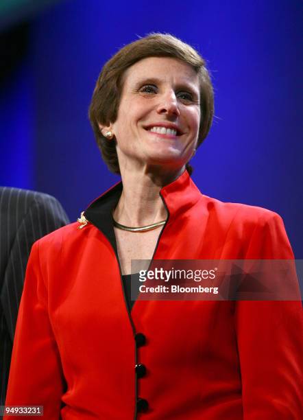 Irene Rosenfeld, chairman and chief executive officer of Kraft Foods Inc., is introduced at the Clinton Global Initiative's annual meeting in New...