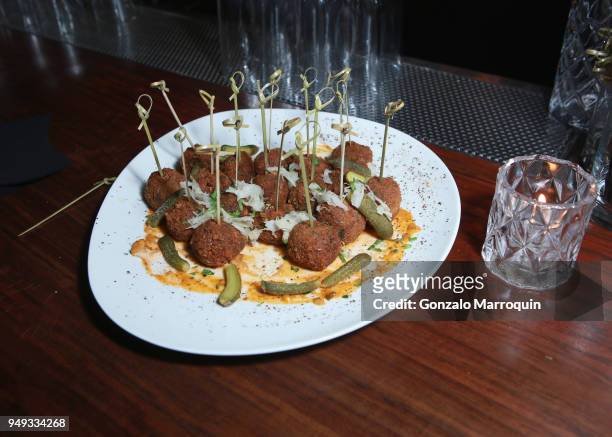 View of food served at CORAZON, Tribeca Film Festival Global Film Premiere and Red Carpet Event presented by Montefiore on April 20, 2018 in New York...