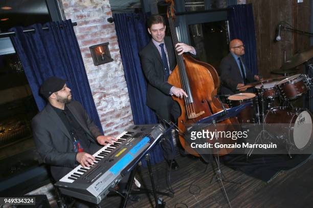 View of the band performing at CORAZON, Tribeca Film Festival Global Film Premiere and Red Carpet Event presented by Montefiore on April 20, 2018 in...