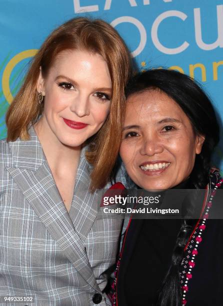 Actress Ashley Bell and Save Elephant Foundation founder Sangdeaun Lek Chailert attend the opening night of KCET & Link TV's EARTH FOCUS...
