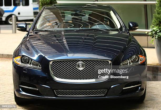 Tata Motors Ltd.'s new Jaguar XJ model sedan sits in New York, U.S., on Wednesday, Sept. 30, 2009. Tata Motors, based in Mumbai, acquired the U.K....