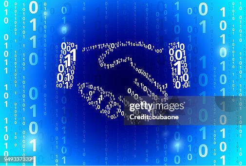 Handshake Binary Code Blue Vector Pattern Background Handshake Binary Code Blue Vector Pattern Background