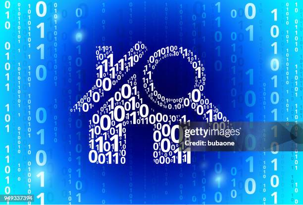 house searching binary code blue vector pattern background - binary code magnifying glass stock illustrations