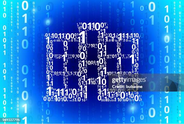 apartment building binary code blue vector pattern background - virtual reality construction stock illustrations