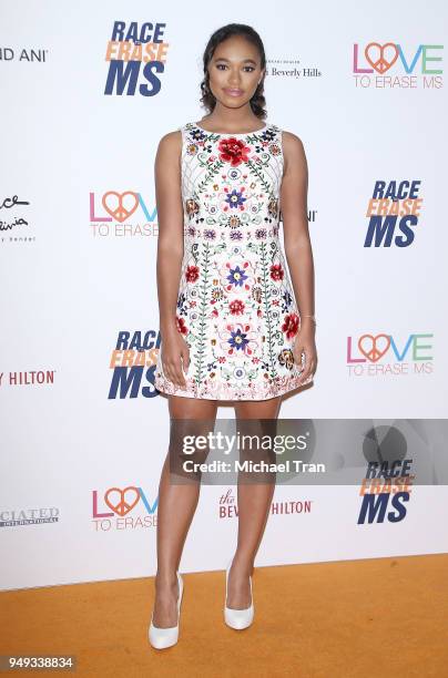 Chandler Kinney arrives to the 25th Annual Race To Erase MS Gala held at The Beverly Hilton Hotel on April 20, 2018 in Beverly Hills, California.