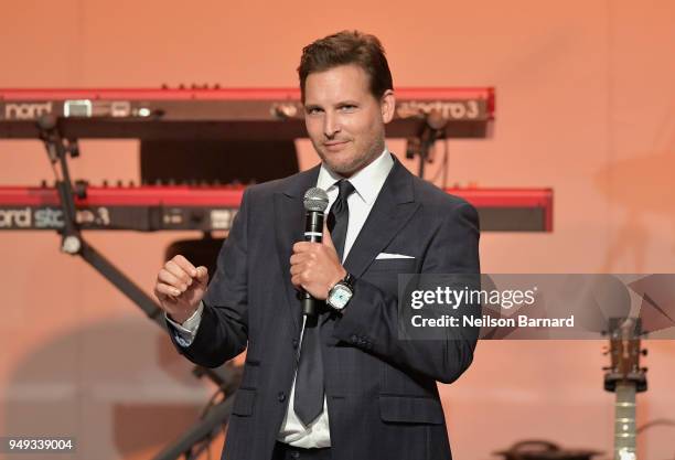 Peter Facinelli speaks onstage at the 25th Annual Race To Erase MS Gala at The Beverly Hilton Hotel on April 20, 2018 in Beverly Hills, California.