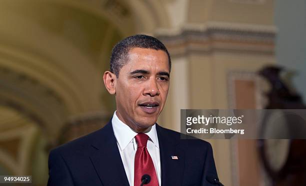 President Barack Obama speaks to the media following a meeting with Republican congressional leaders at the Capitol building in Washington, D.C.,...