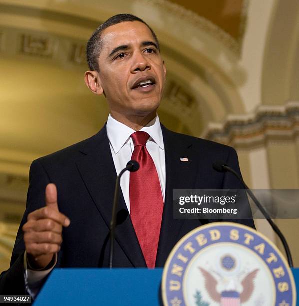 President Barack Obama speaks to the media following a meeting with Republican congressional leaders at the Capitol building in Washington, D.C.,...