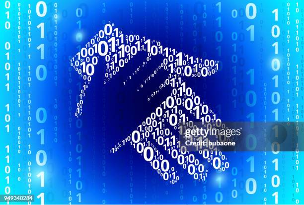 holding hand binary code blue vector pattern background - virtual teacher stock illustrations
