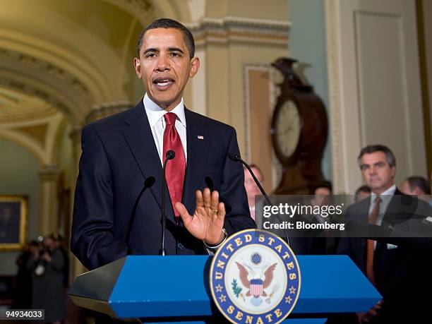 President Barack Obama speaks to the media following a meeting with Republican congressional leaders at the Capitol building in Washington, D.C.,...