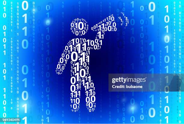 rally megaphone binary code blue vector pattern background - virtual speaker event stock illustrations