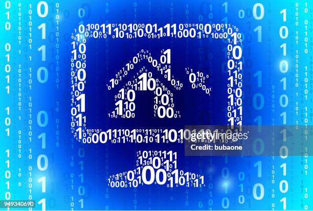 house on desktop binary code blue vector pattern background - construction work desk stock illustrations