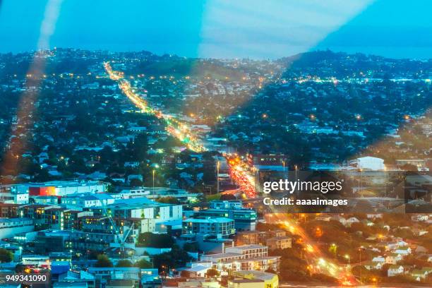 aerial view of auckland cityscape,new zealand - new zealand connected stockfoto's en -beelden