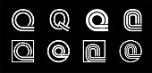 Capital letter Q. Modern set for monograms, logos, emblems, initials. Made of white stripes Overlapping with shadows.
