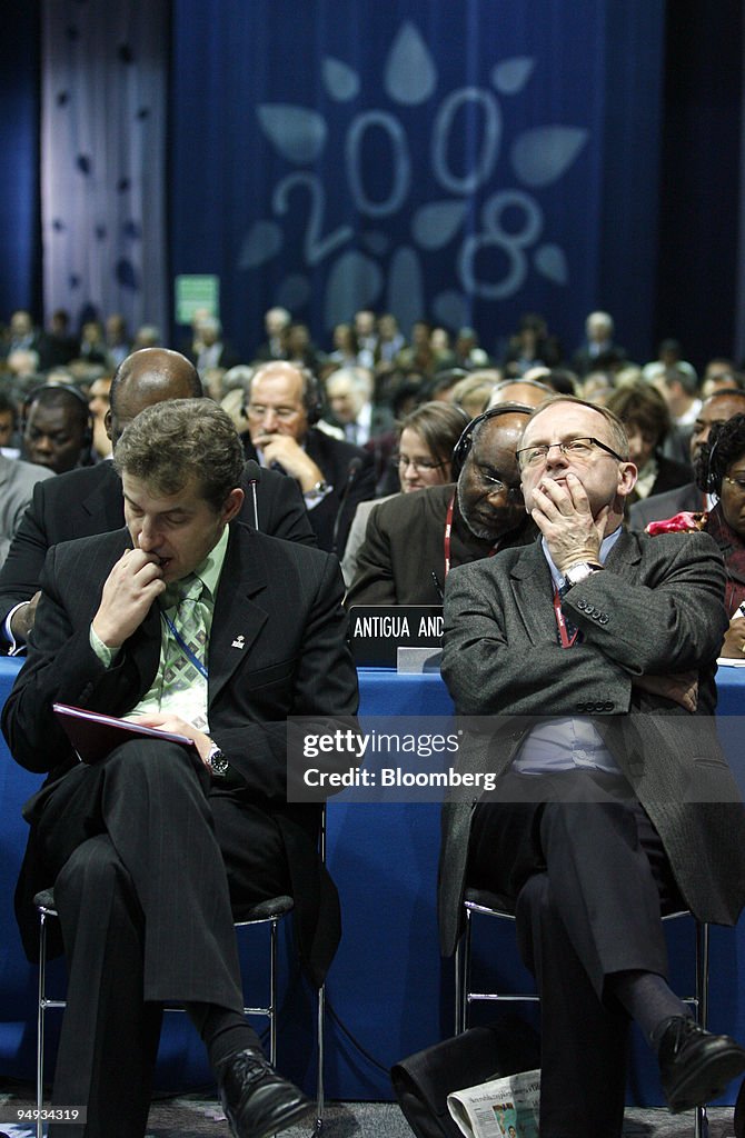 Delegates listen in the main plenary hall where internationa