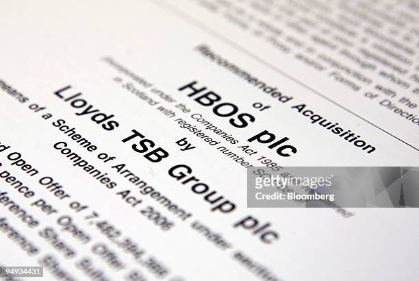 Close up of the proposal form handed to HBOS shareholders at the bank's extraordinary general meeting at the NEC in Birmingham, U.K., on Friday, Dec....