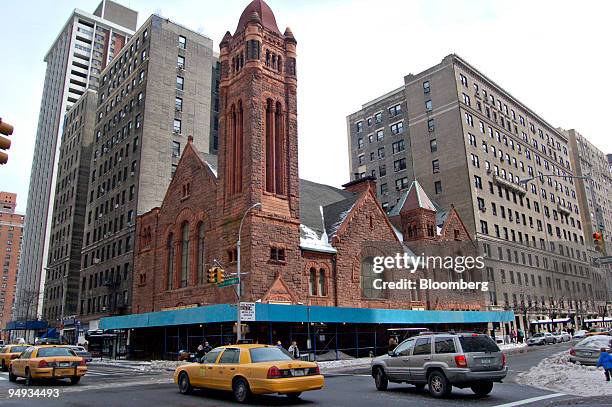 Traffic passes by West Park Presbyterian Church, a circa 1890 building, on the Upper West Side of New York, U.S., on March 18, 2007. The New York...