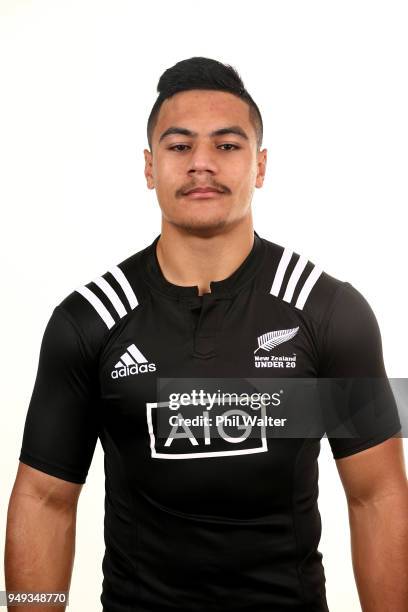 Tanielu Tele'a poses during a New Zealand U20 headshot session on April 21, 2018 in Auckland, New Zealand.