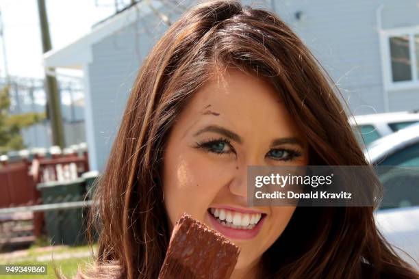 Cara Mund, Miss America 2018 paints fence for the Habitat For Humanity project on April 20, 2018 in Atlantic City, New Jersey.