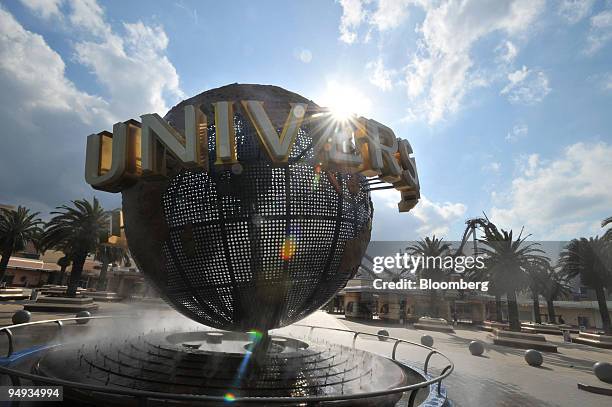 Model of the Universal Studios logo is displayed at the entrance to the theme park in Osaka, Japan, on Wednesday, Jan. 14, 2009. Goldman Sachs Group...