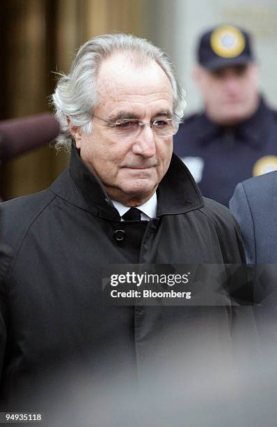 Bernard Madoff, founder of Bernard L. Madoff Investment Securities LLC, leaves federal court in New York, U.S., on Wednesday, Jan. 14, 2009. Madoff,...