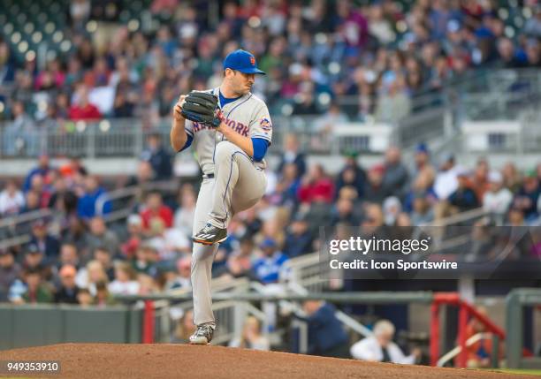 New York Mets Starting pitcher Matt Harvey during a Major League Baseball game between the New York Mets and the Atlanta Braves on April 19, 2018 at...