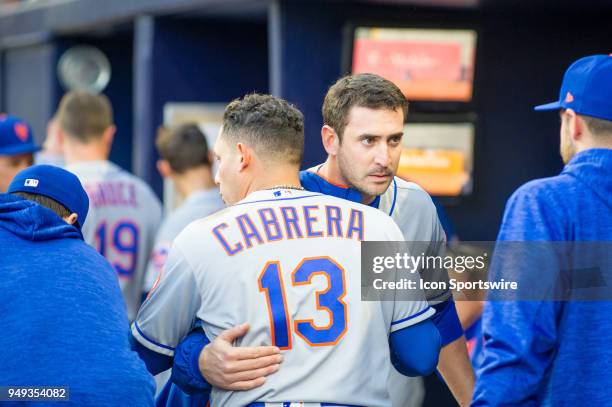 New York Mets Starting pitcher Matt Harvey and New York Mets Second baseman Asdrubal Cabrera during a Major League Baseball game between the New York...