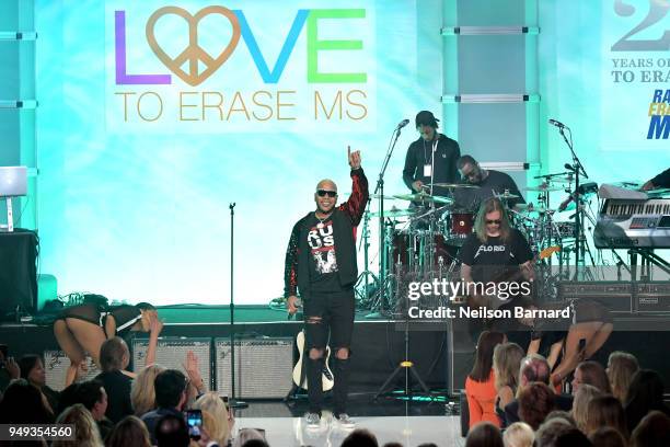 Flo Rida performs onstage at the 25th Annual Race To Erase MS Gala at The Beverly Hilton Hotel on April 20, 2018 in Beverly Hills, California.