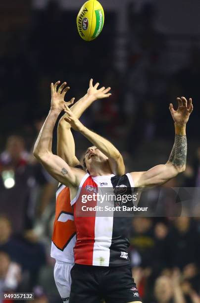 Jake Carlisle of the Saints drops a mark in the final seconds of the match during the round five AFL match between the St Kilda Saints and the...