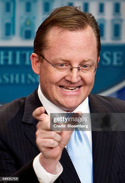 Robert Gibbs, U.S. President Barack Obama's press secretary, gives his first formal briefing to the media at the White House in Washington, D.C.,...