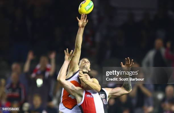 Jake Carlisle of the Saints drops a mark in the final seconds of the match during the round five AFL match between the St Kilda Saints and the...