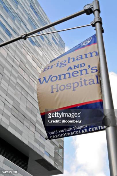 Sign hangs outside the Brigham and Women's Hospital Carl J. And Ruth Shapiro Cardiovascular Center in Boston, Massachusetts, U.S., on Thursday, Jan....