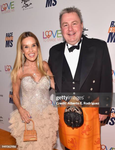 Kara Alloway and Graham Alloway attend the 25th Annual Race To Erase MS Gala at The Beverly Hilton Hotel on April 20, 2018 in Beverly Hills,...