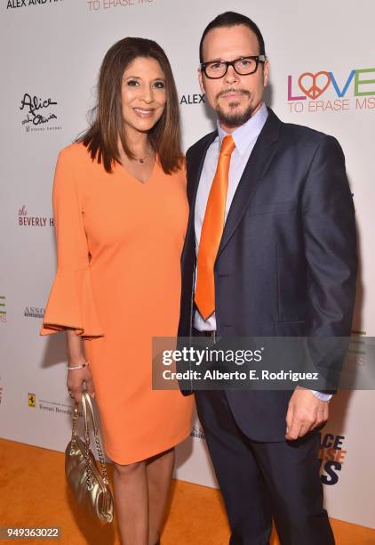 Christine Devine and Sean McNabb attend the 25th Annual Race To Erase MS Gala at The Beverly Hilton Hotel on April 20, 2018 in Beverly Hills,...