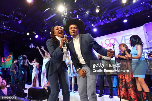 Siedah Garrett and A.R.T. Perform onstage at the 25th Annual Race To Erase MS Gala at The Beverly Hilton Hotel on April 20, 2018 in Beverly Hills,...