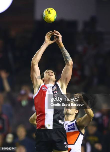 Jake Carlisle of the Saints drops a mark in the final seconds of the match during the round five AFL match between the St Kilda Saints and the...