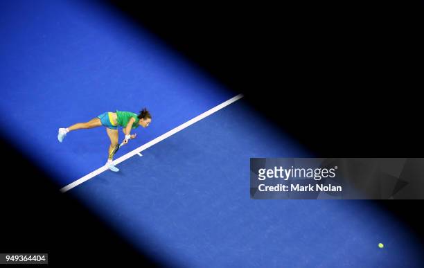 Samantha Stosur of Australia practices during a training session ahead of the World Group Play-Off Fed Cup tie between Australia and the Netherlands...