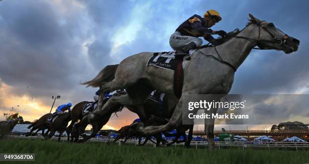 Kerrin McEvoy on Tribal Wisdom wins race 9 during the All Aged Stakes Day as part of Sydney Racing at Royal Randwick Racecourse on April 21, 2018 in...